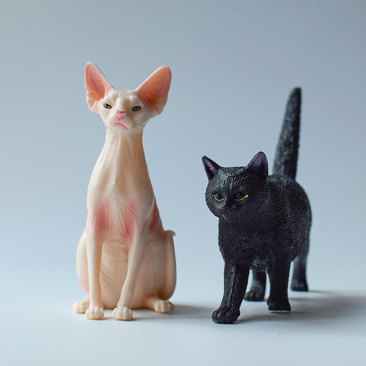 2 PVC Cat Models, and Hairless Cats, Elegant and Mystical, Pet House Decor, Desktop Ornament, Gift for Birthdays, Weddings, Holidays