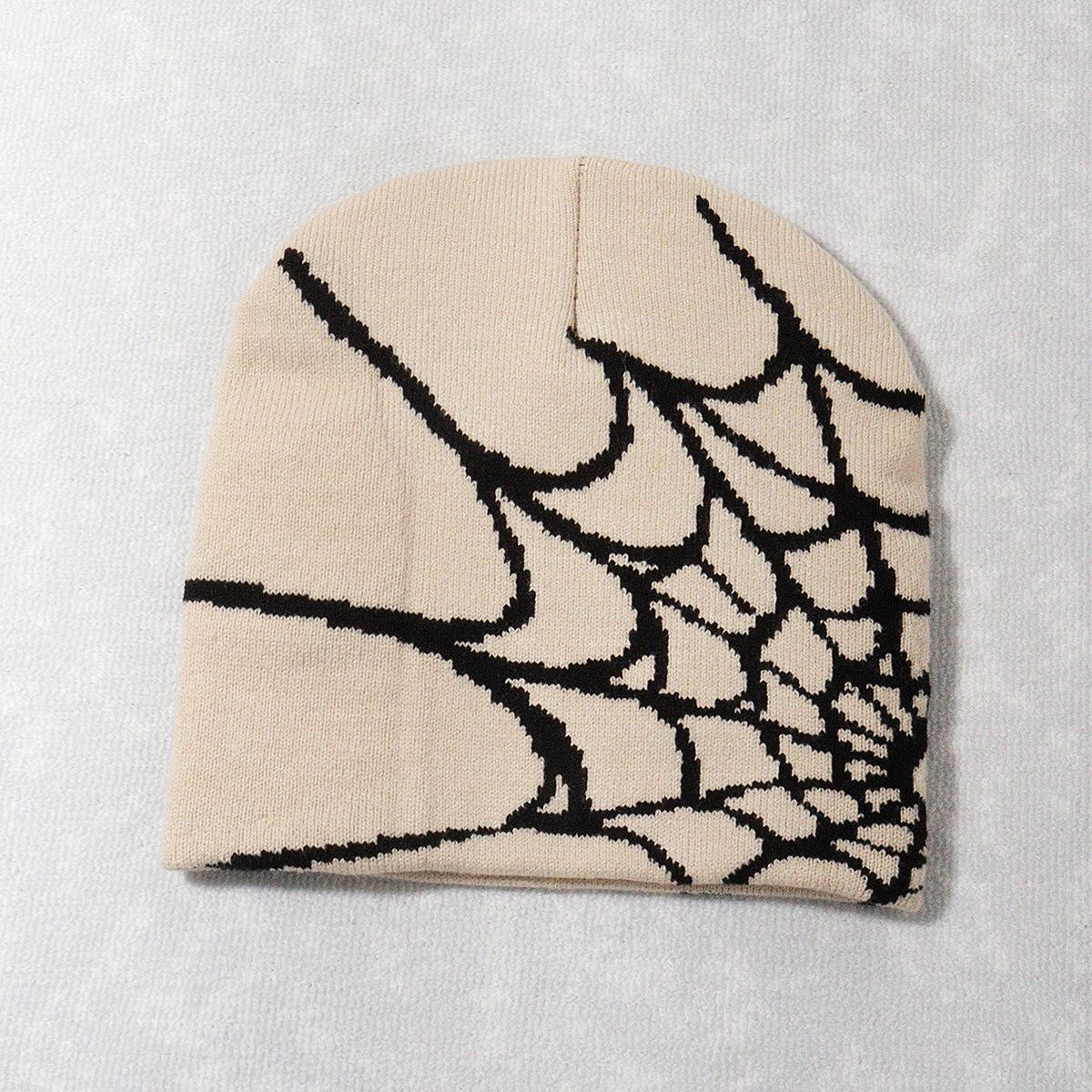 2026 New Spider Web Y2K Jacquard Knitted Beanie, European-American Trend Winter Hat, Sports & Outdoor Accessories for Women, Beanies