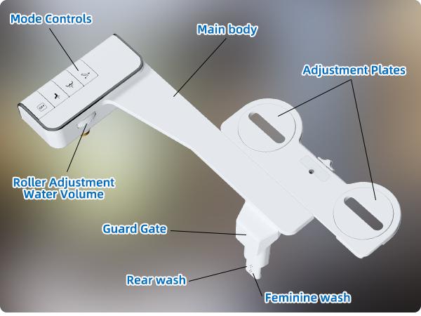 Hibbent Bidet Attachment for Toilet, Non-Electric Dual Nozzle for Frontal & Rear Wash, Adjustable Water Pressure Control, Fresh Water Bidet Toilet Seat, Self Cleaning Water Sprayer, Matte Black