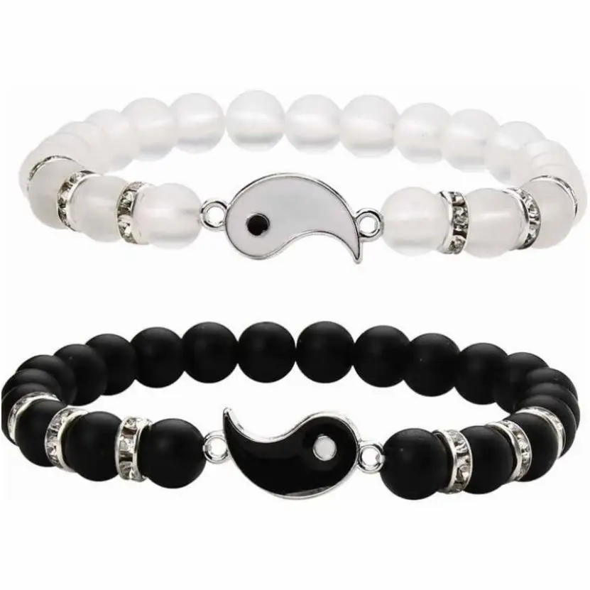 2pcs Best Friend Bracelets for 2, Adjustable Cord Thread, Yin Yang Matching Bracelet, Bff Friendship Gift, Suitable for Women