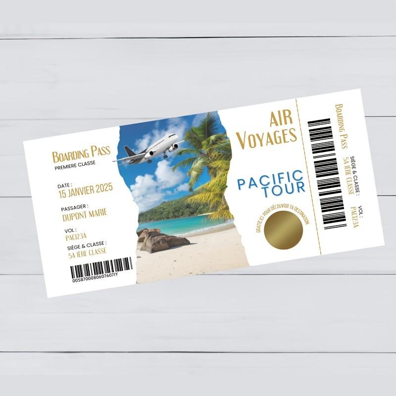 5 French Travel Reveal Scratch Cards, Pacific Journey Gift Card, Creative Grandparent Pregnancy Announcement, Tropical Vacation Ticket, Unique Surprise Gift