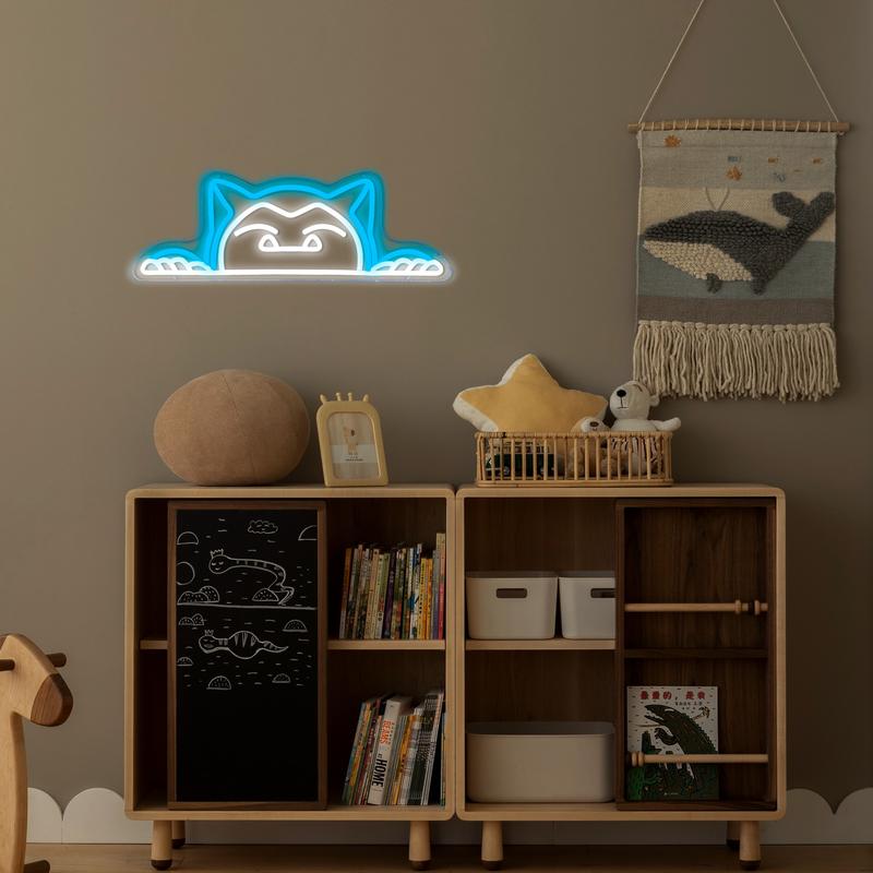 Cute Snorlax-patterned neon sign, USB-powered Snorlax neon light, dimmable neon sign, Decorative neon light, suitable for bedrooms, homes, man caves, game rooms, and restaurants.