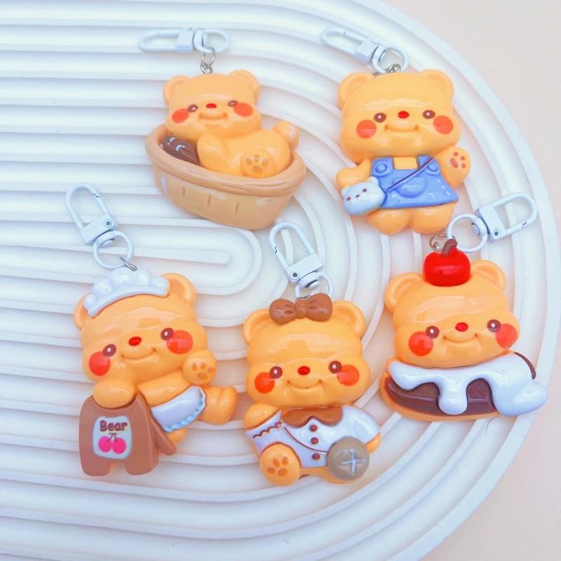 Cute Cartoon Butter Bear Resin Doll, DIY Keychain, Backpack Strap Accessory, Craft Material, Fun Decoration, Perfect Gift Idea