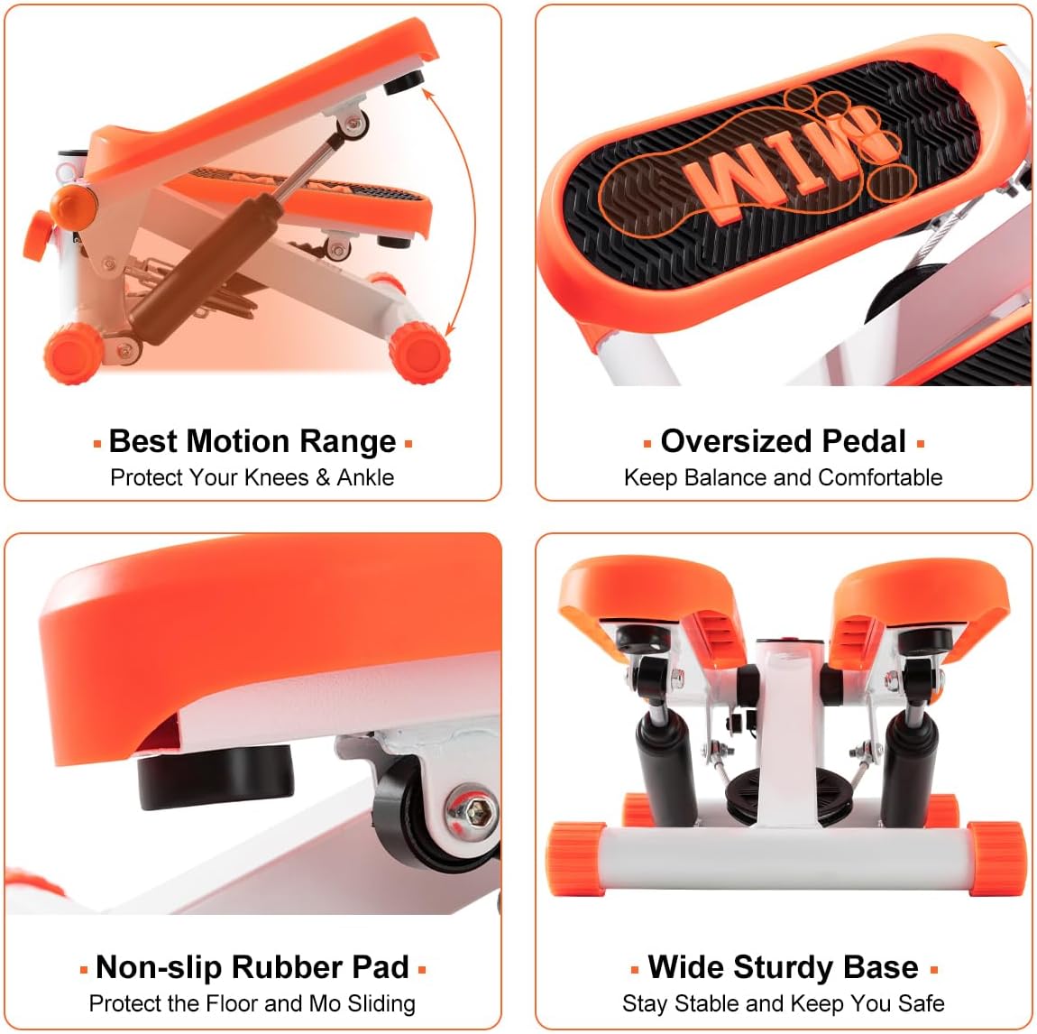 Mini Steppers for Exercise at Home with Resistance Bands 330LBS Loading Capacity Adjustable Height Dual Hydraulic Drive Portable Cardio Equipment for Full Body Workout - Led Monitor Strength Training Beginner Friendly