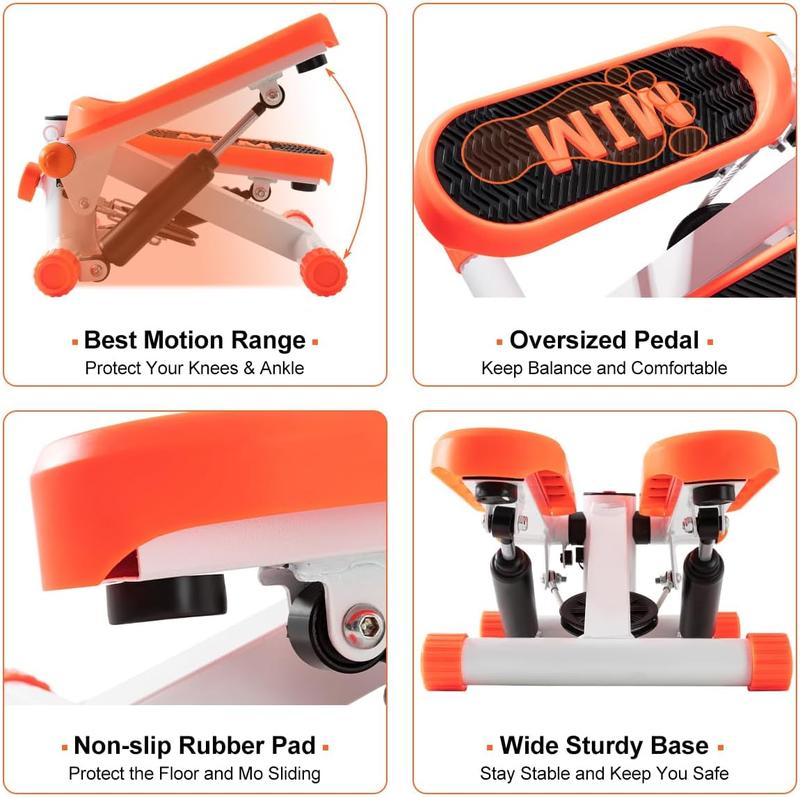 Mini Steppers for Exercise at Home with Resistance Bands 330LBS Loading Capacity Adjustable Height Dual Hydraulic Drive Portable Cardio Equipment for Full Body Workout - Led Monitor