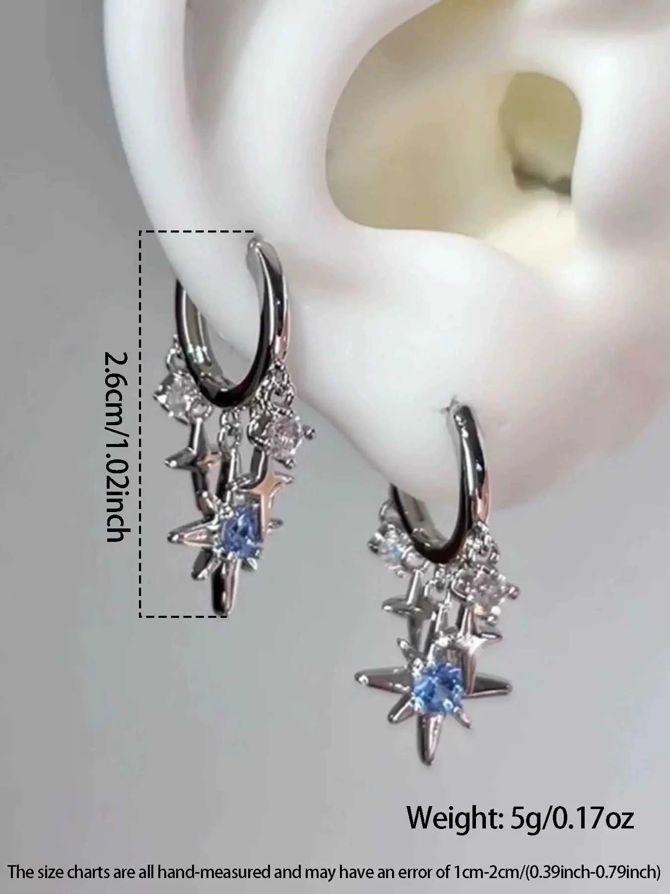 Y2K Style Star Fringe Rhinestone Earrings, Unique Fashion Jewelry, Versatile Accessory for Daily Wear and Parties