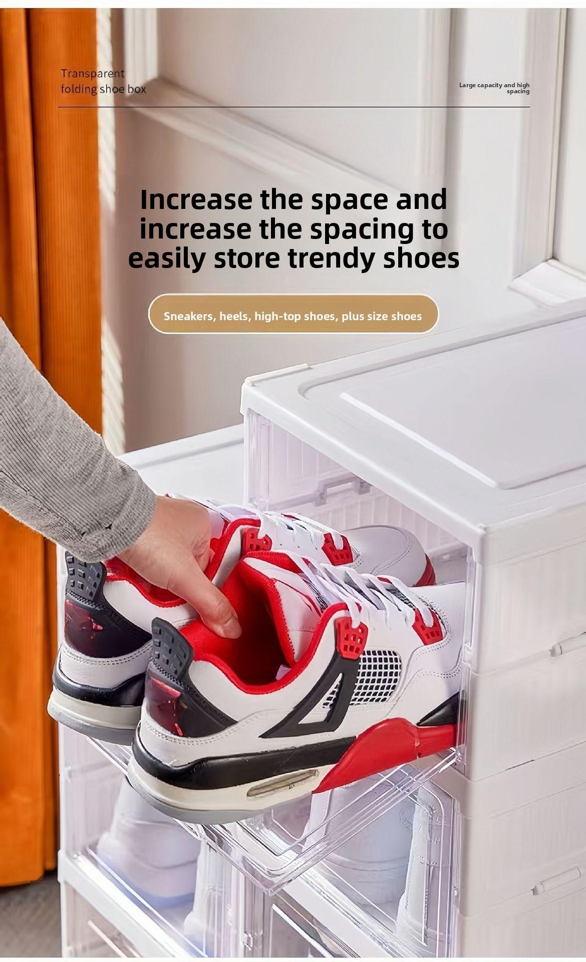3/6 Installation-free folding shoe rack Transparent shoe storage box Shoe display cabinet Integrated moisture-proof, dustproof, durable and beautiful shoe cabinet Shoe rack