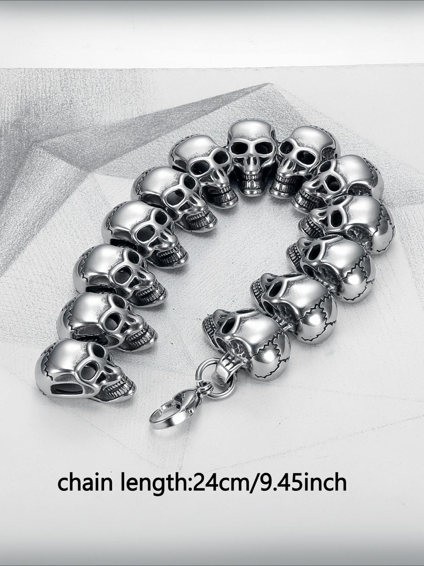 Hip Hop Punk Stainless Steel Skull Bracelet, Personalized Trendy Bracelet, Halloween Accessory, Daily Accessory