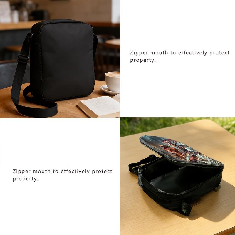 Sci-fi mecha-themed backpacks, handbags, and pencil cases featuring a design of a red heavy mech set against a ruined battlefield backdrop; the high-definition prints are durable and fade-resistant. Features include adjustable shoulder straps and a high-c
