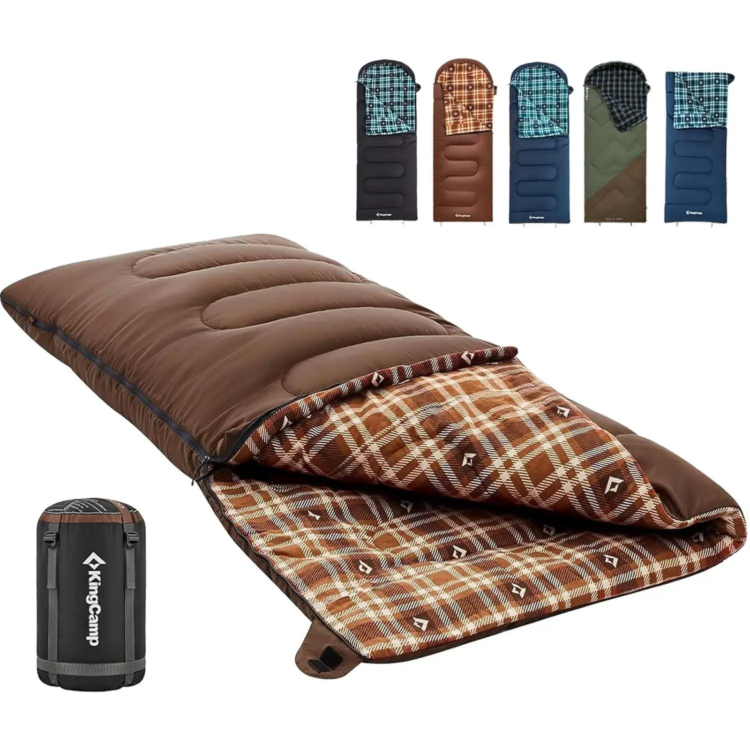 Sleeping Bag for Adults, Cold Weather & Warm XL Big and Tall Flannel Sleeping Bags with Compression Sack Portable Waterproof Essentials Gear Accessories for Outdoor Camping