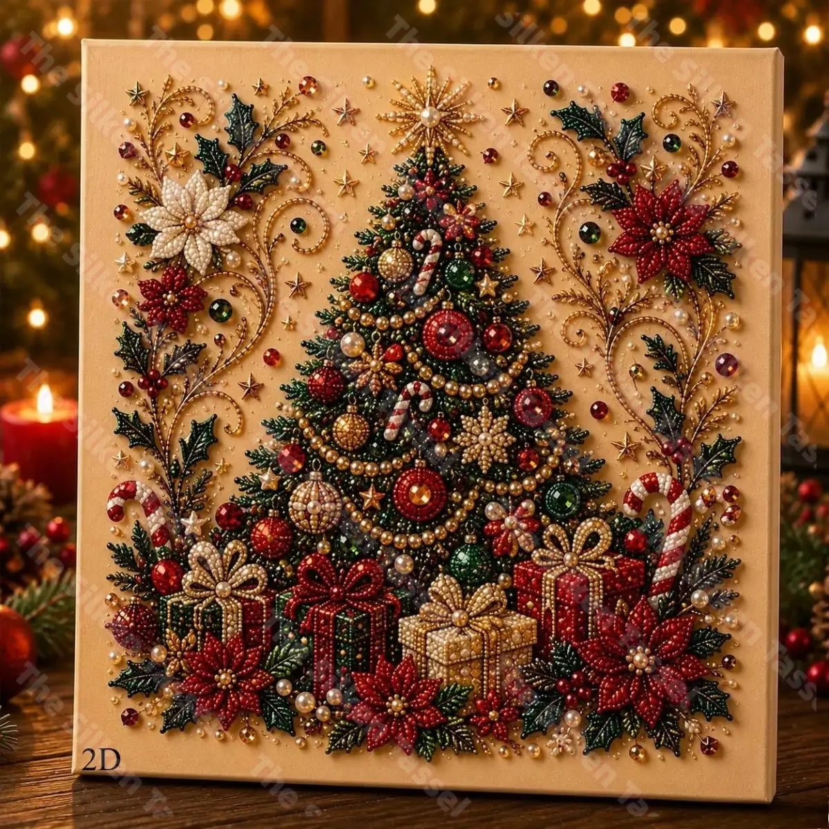 2D irregular Christmas diamond painting set, pearl and rhinestone wall decorations, canvas paintings with Christmas bells, gingerbread houses, reindeer, Christmas stockings, and Christmas trees. Suitable for living rooms and bedrooms, a holiday gift. Fram