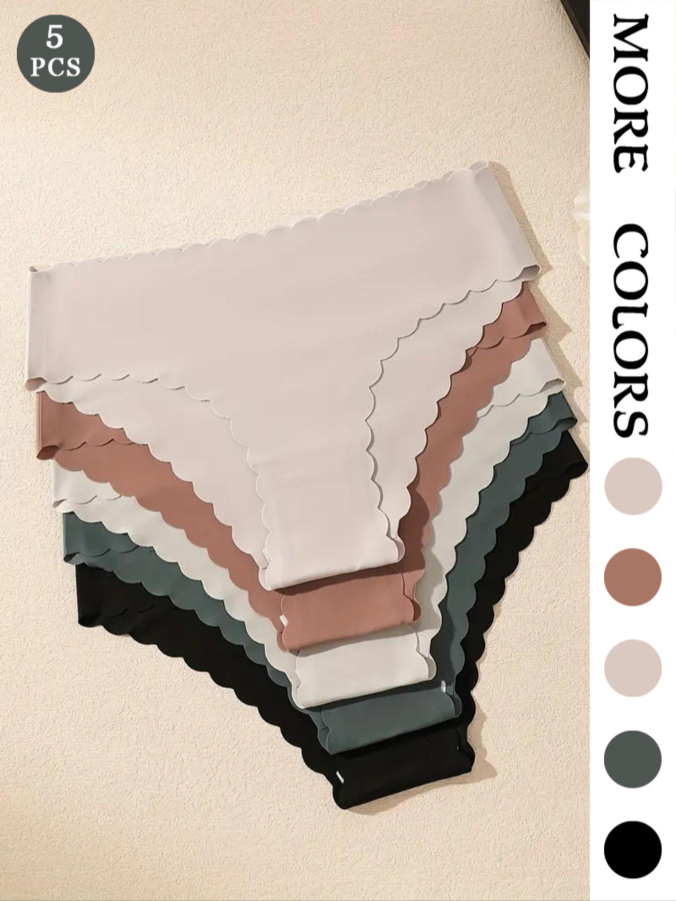 Women's Seamless Underwear Set, Pure Color One-Piece Quick-Dry Shorts, Comfortable Breathable Ladies Panties, Pack of 5