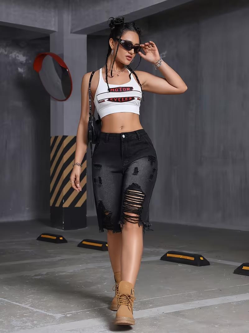 D334  Women'S Denim Ultra-Short Shorts, Trendy High Street Fringed American Fashion Versatile Slim-Fit Stretch Pants