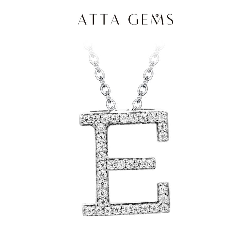 A~Z 26 Letters Necklace Synthetic Moissanite Pendant DIY Design Have Pendant and Chain Free N010