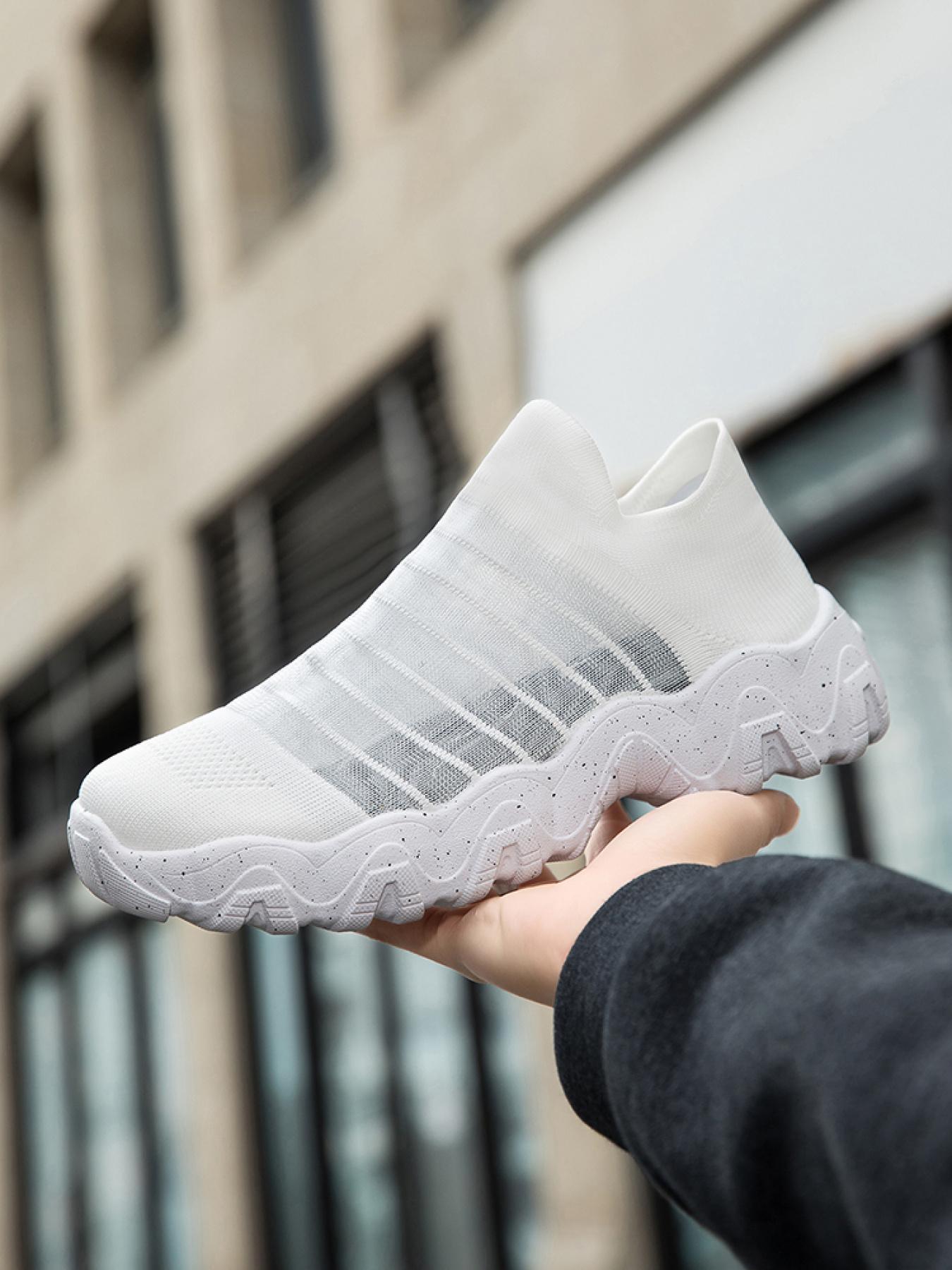 1 Pair Unisex Slip-On River Shoes, Breathable Flyknit & Convenient Slip-On Design, Elastic EVA Sole, Fashion Street Shoes for Students