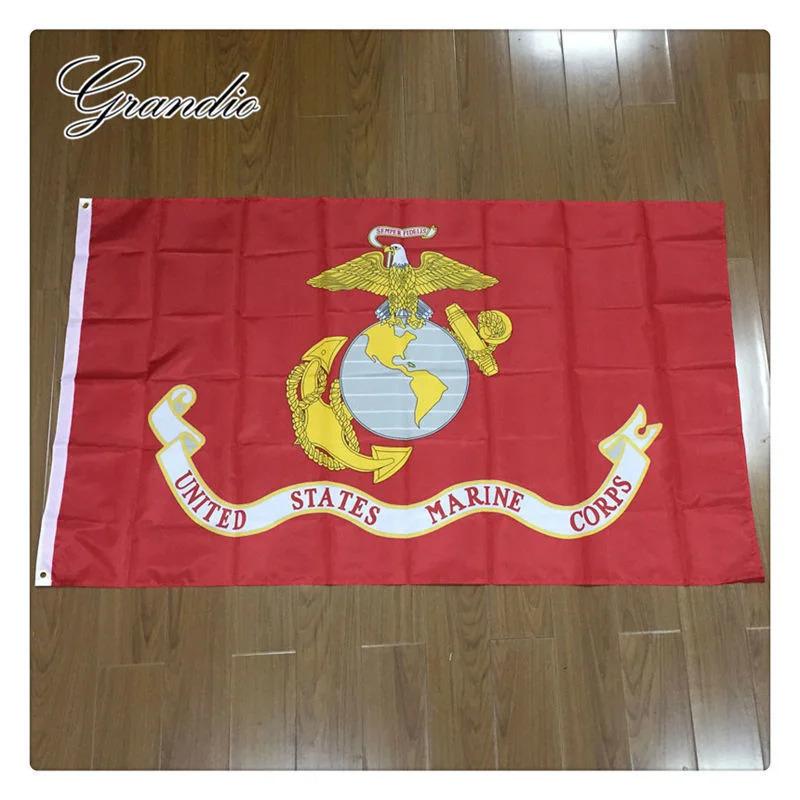 U.S. Marine Corps Flag with Eagle-Globe-and-Anchor Emblem - High-Strength Polyester Patriotic Banner for Outdoor Decoration, Official Must-Have for Marine Corps Fans, Us Marine Corps Emblem