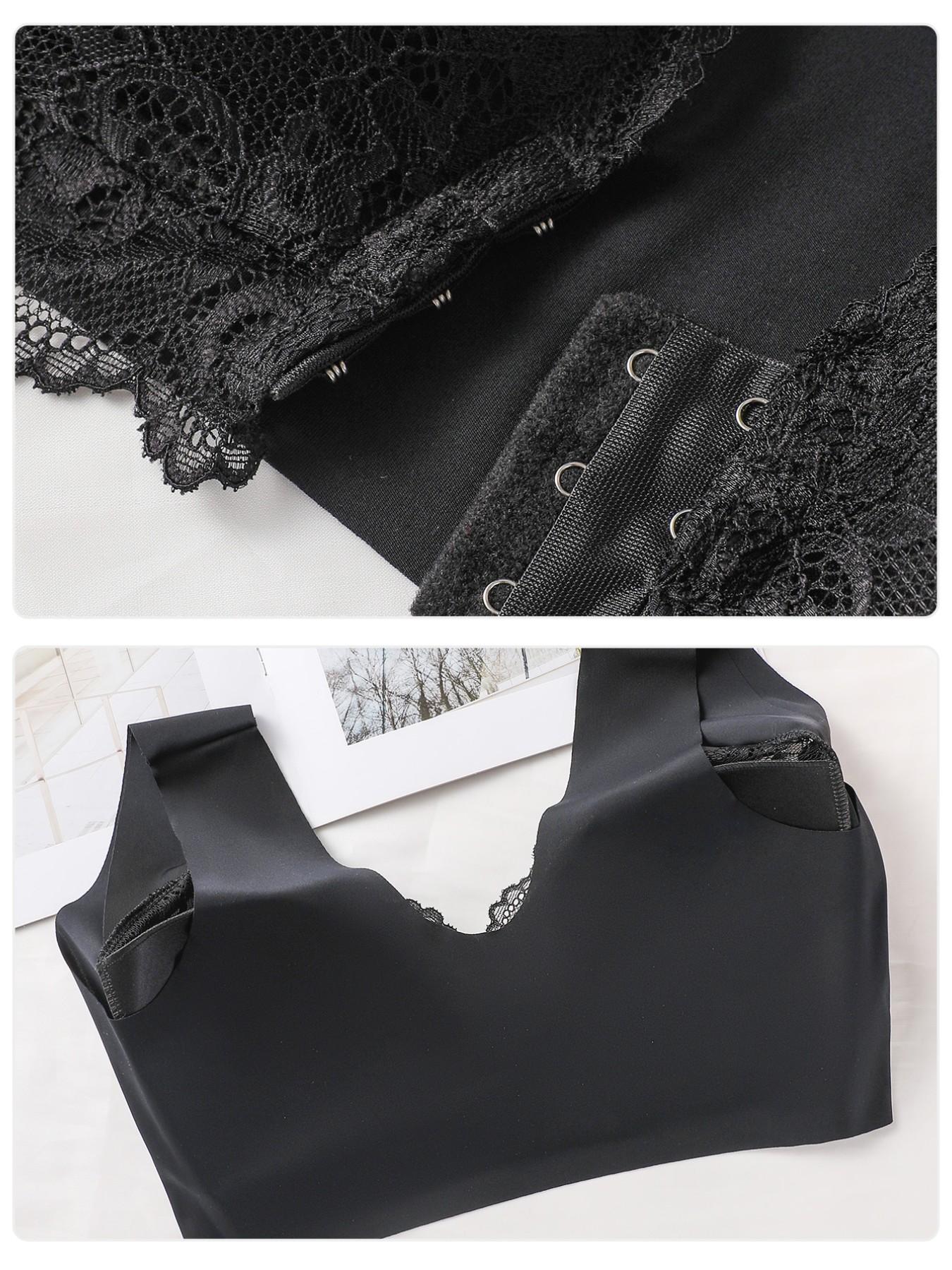 Women's Lace Patchwork Front Button Comfort Chic Elegant Lightweight Bralette, No Underwire, Soft and Breathable Innerwear, Perfect for Daily Wear, Womenswear