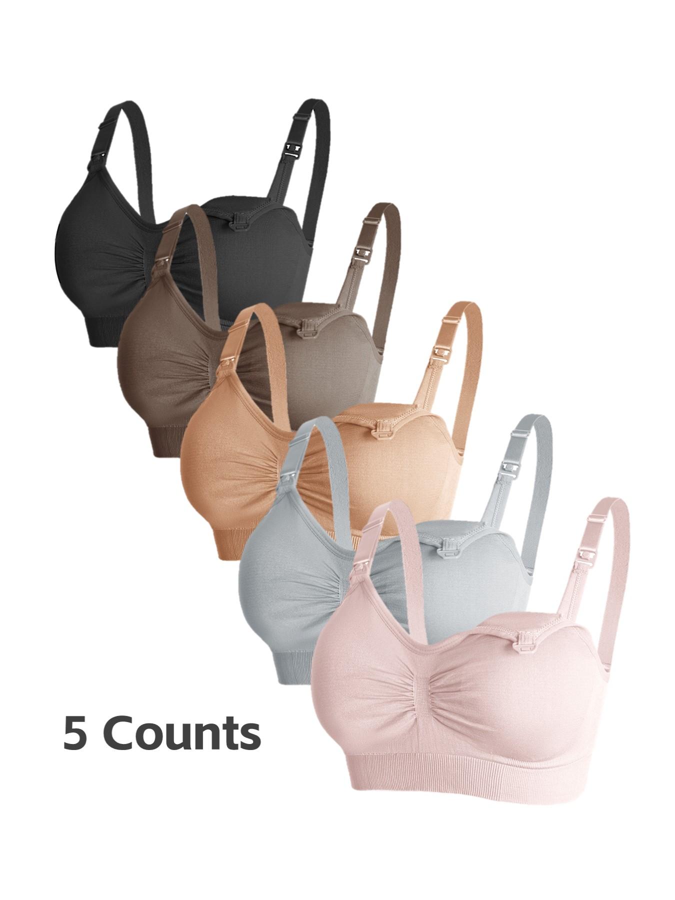 Maternity Solid Color Nursing Bra, Comfortable Breathable Adjustable Hook & Eye Closure Nursing Bra, Maternity Underwear for All Seasons