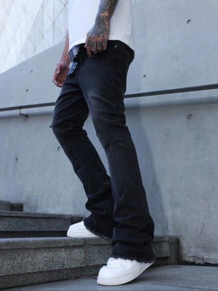 Men's Fashionable Washed Denim Jeans, Trendy Street Style Hip Hop Pants, Versatile Leg Shaping Design, Perfect for Casual Wear