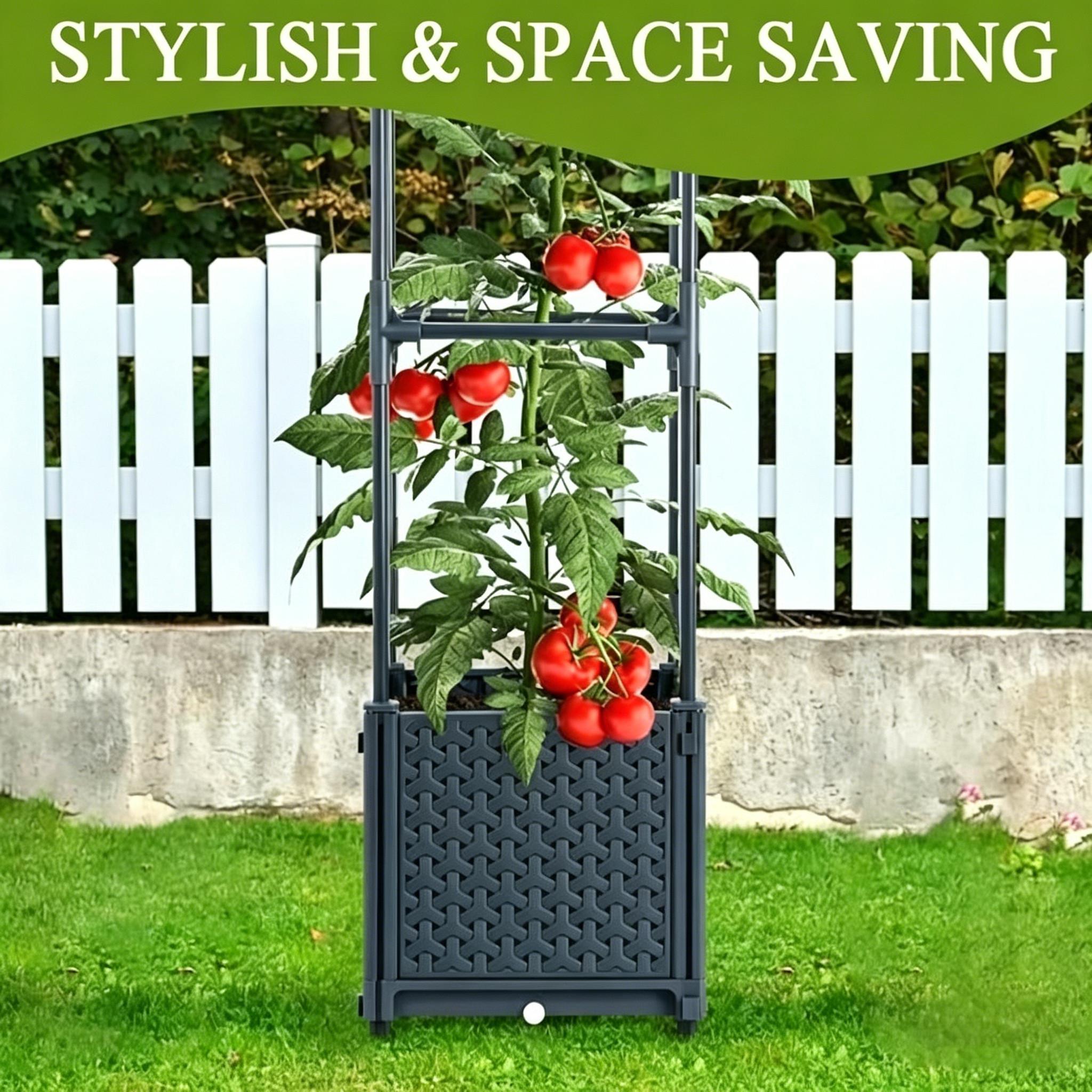 Elevated Garden Bed Planter Box, Self-Watering Tomato Planter, Indoor Climbing Vegetable Plant Pot, Outdoor Tomato Cage