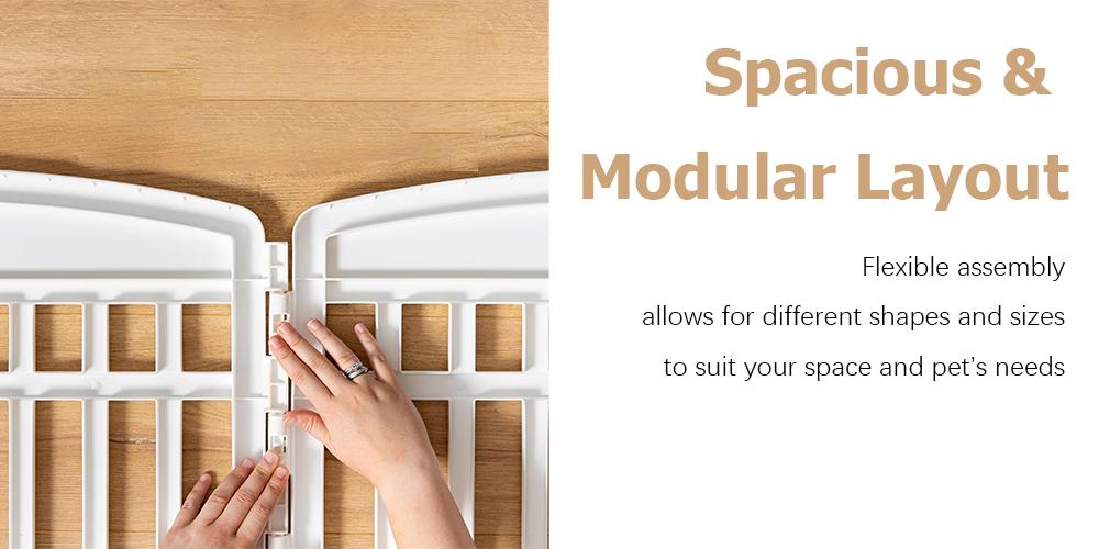 RIMIKING  Pet Playpen with Secure Gate,Flexible Modular Design,Lockable Gate,Non-Slip Base,Durable & Safe, GWL