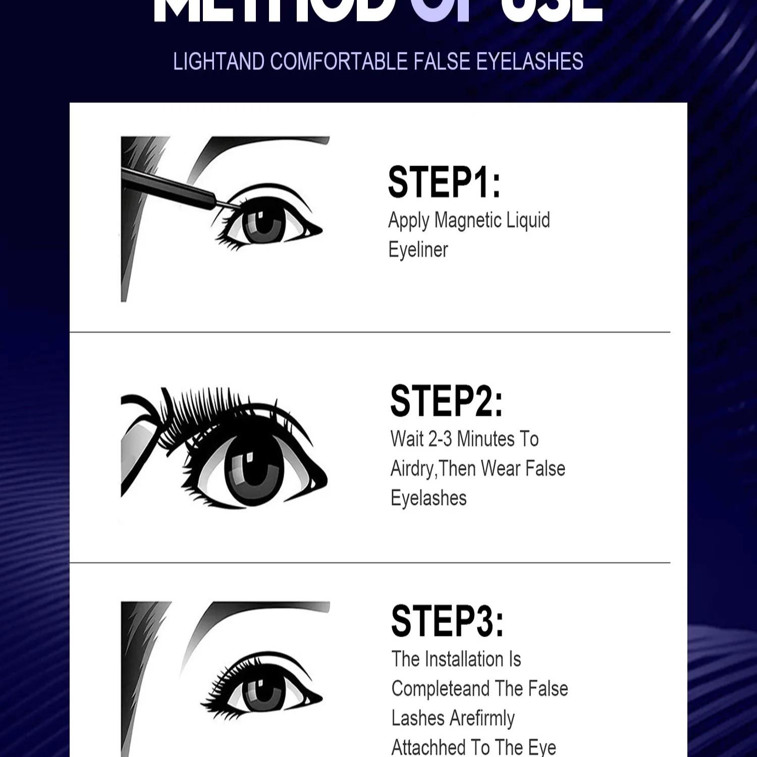 5 Pairs Magnetic Eyelashes with Eyeliner Kit, Reusable Natural Wispy False Lashes, No Glue Magnetic Lashes Set with Applicator, Easy to Wear for Beginners & Daily Makeup