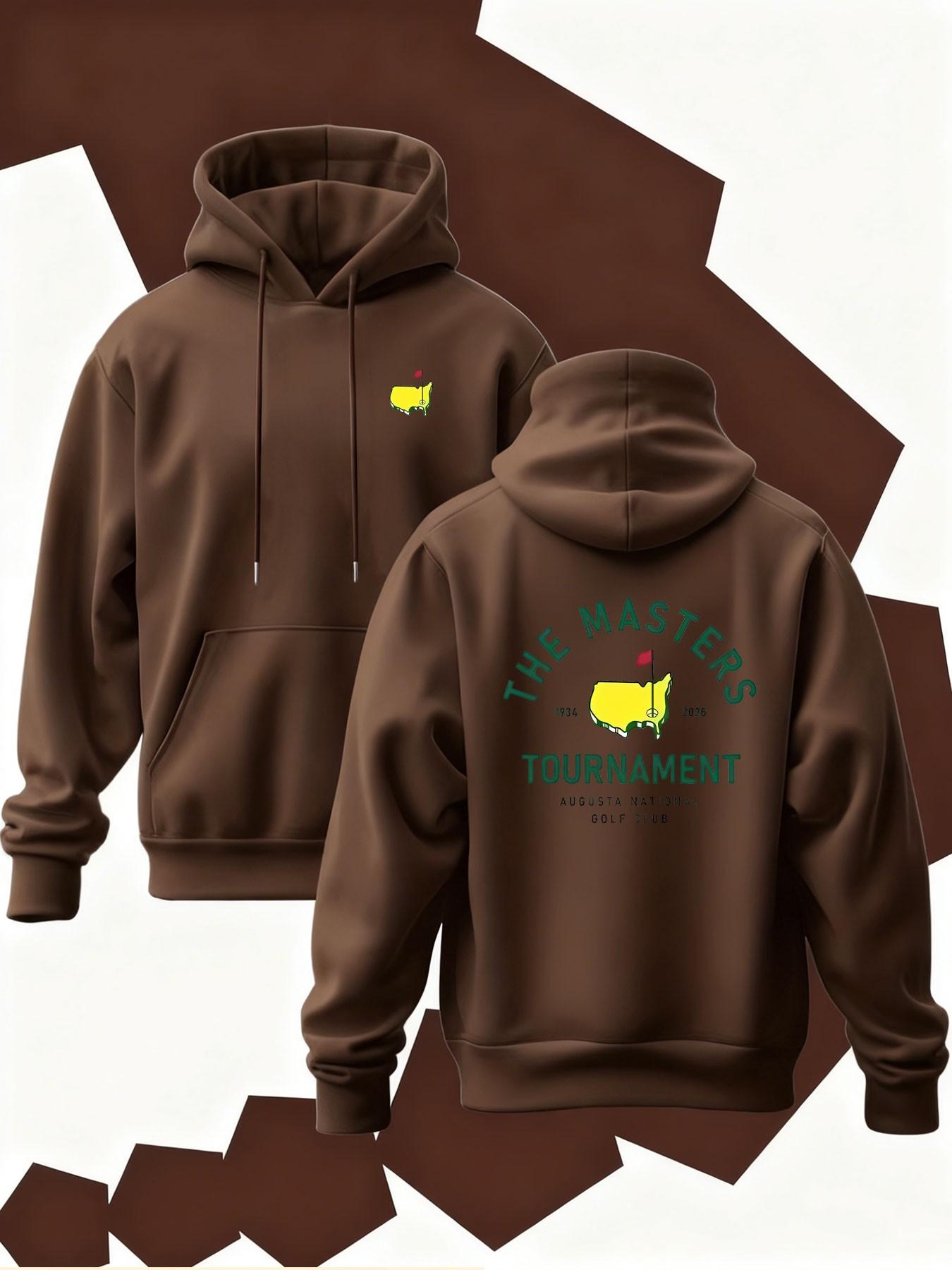 New Men's Hooded Sweatshirt with Map Outline Print, Soft Stretch Knit Fabric, Casual Daily Wear, All Season Hoodie, Fun Style Top