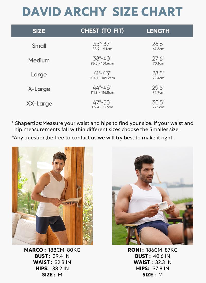 David Archy Men's Tank Top Undershirts Bamboo Rayon Tank Shirt Moisture-Wicking A-Shirt for Men, 3 Pack, Gift Sets for Boyfriend Vests Casual