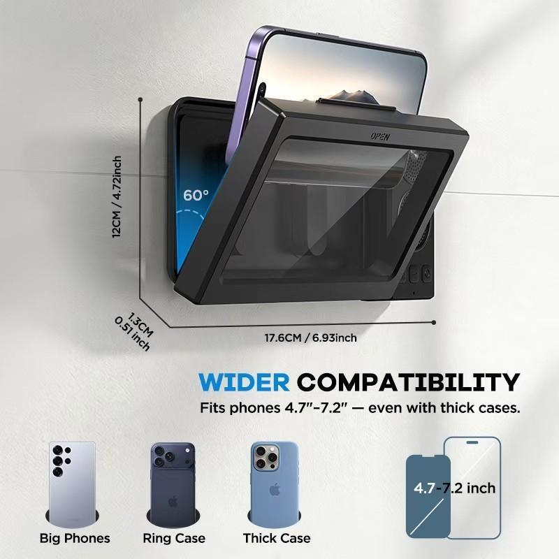 Waterproof box speaker, bathroom waterproof 360 ° rotating touch screen, Bluetooth speaker, watch movies, listen to music, phone holder Bluetooth speaker audio shower TV holder, swimming pool, kitchen, bathroom, sink