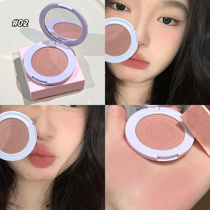Spring Monochrome Blush Powder, Cute Atmosphere Macaron Series, Visible Color Blush Palette, Suitable for All Skin Types, Brightening Effect