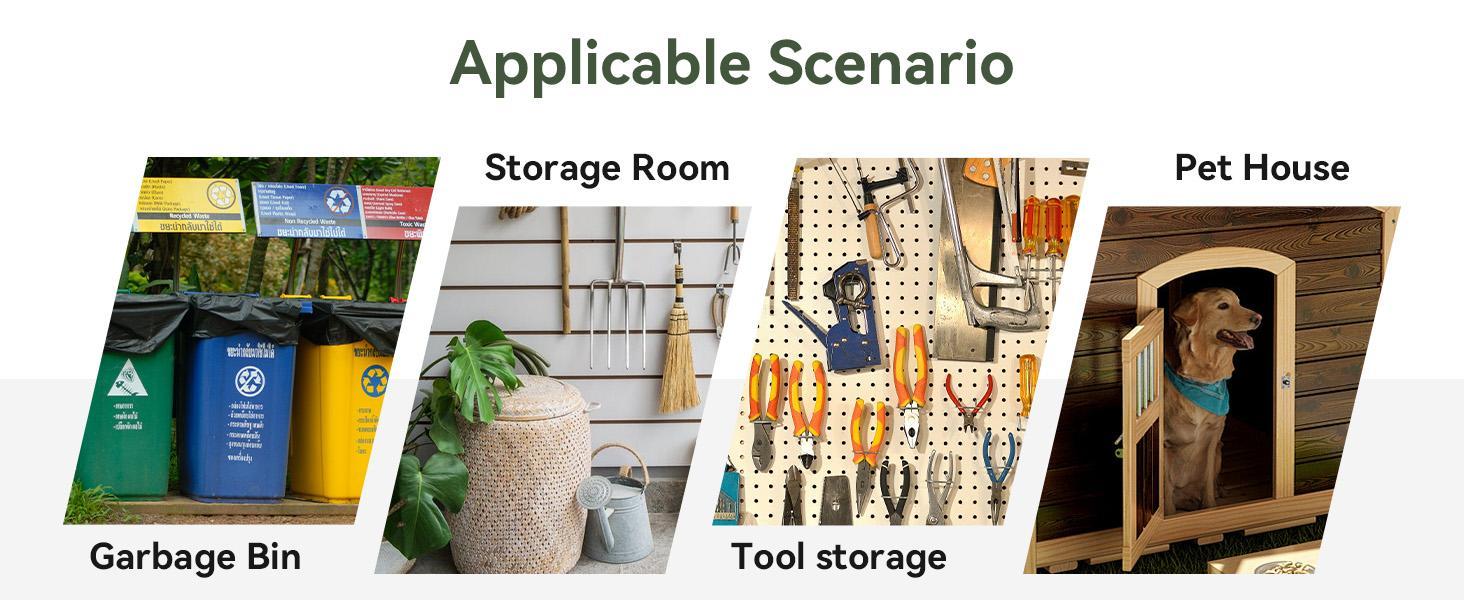 80 Cu. Ft Outdoor Trash Can Storage, 5.6x3.3 Ft Outdoor Shed  Storage , Horizontal Metal Shed w/Lockable Doors & Waterproof Lid Chain - Holds Trash Cans, trash cans storage.Toys, Garden Tools for Garden/Backyard/Patio-5