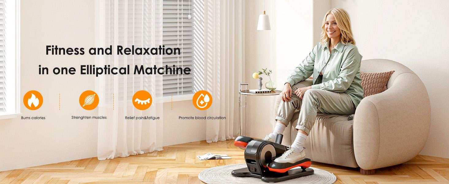 12-Speed Electric Under Desk Elliptical • Remote Control • Quiet Low-Impact Pedaler for Home/Office • Seniors-Friendly • Circulation & Rehab Workout，home gym equipment Silent But Powerful