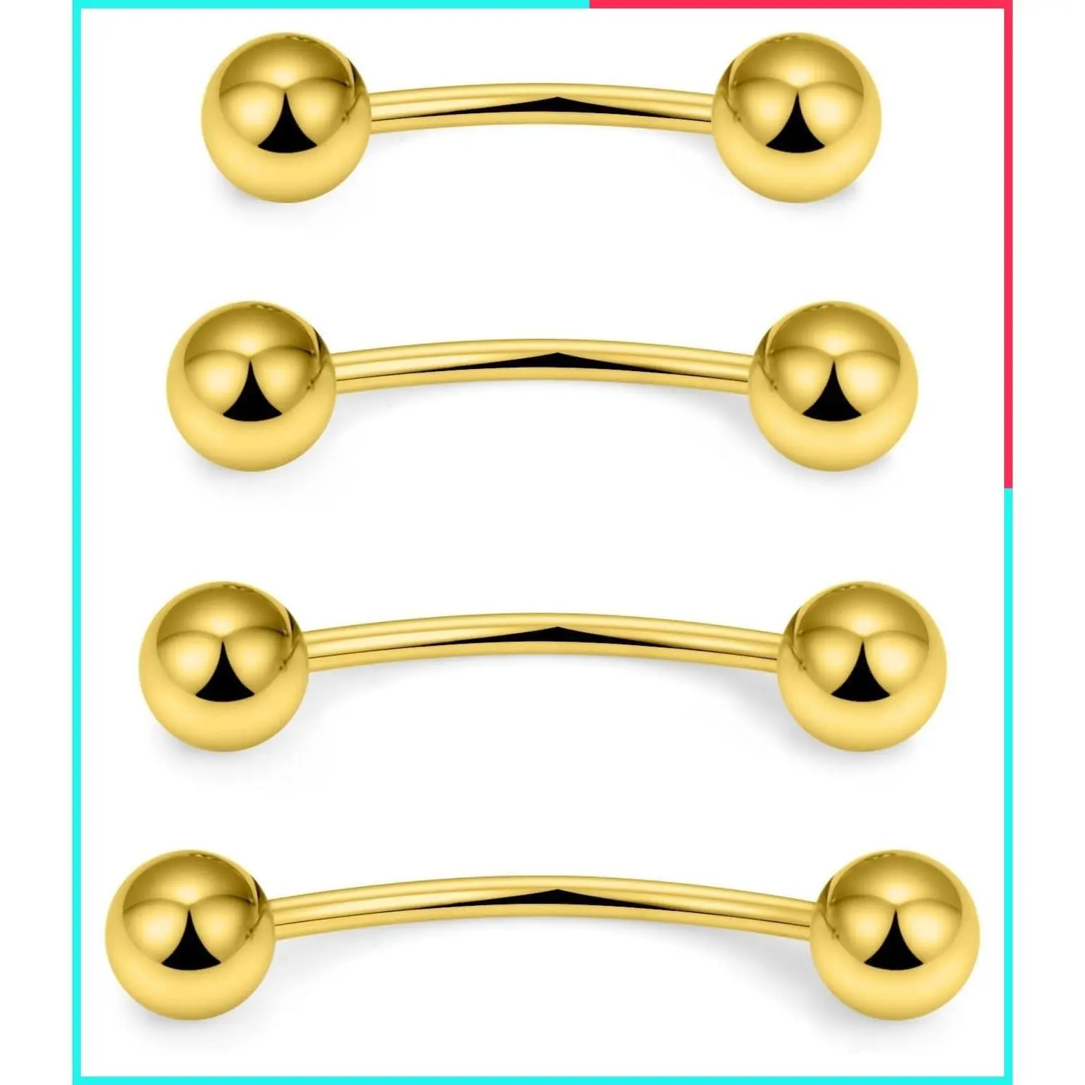Surgical Steel 16G 14G Snake Eyes & Frog Eyes Tongue Rings Curved Barbell Eyebrow Vertical Labret Lip Bridge Piercing Jewelry for Women Men 10mm/12mm/14mm/16mm