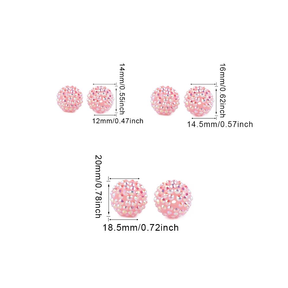 24pcs 14/16/20mm Resin Bayberry Ball Rhinestone Beads, Fashionable and Exquisite Acrylic Beads, Suitable for Pen Accessories, Bracelets Jewelry Making DIY Decorative Accessories