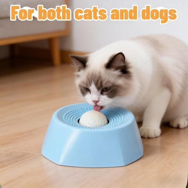 Pet Slow Feeder Dog Bowl, Liquid Snack Holder, Tongue Cleaner, Rolling Design, No Spill Bone Broth Bowl, Multi-Functional Puppy Yogurt Bowl