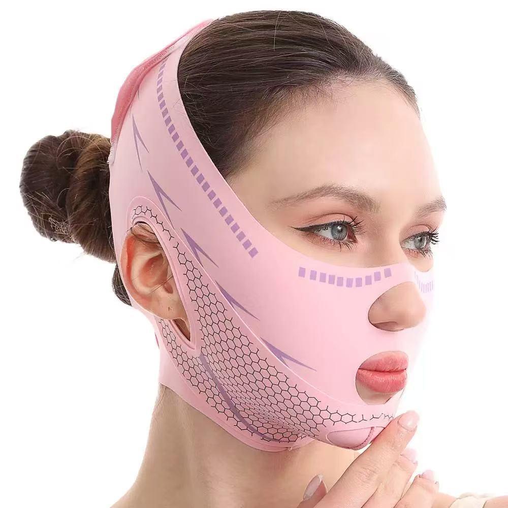V-Shaped Face Lifting Mask, Double Chin Reducer, Jawline Sculpting Face Slimming Strap for Women & Men, V-Line Face Lift Tape, Anti-Wrinkle Facial Bandage, Reusable Face Lifting Belt, Durable, Invisible Elastic Face