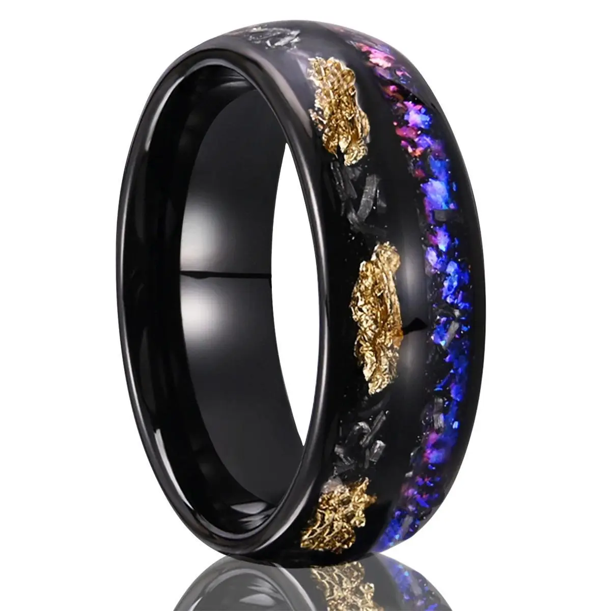 New Black 8MM Tungsten Carbide with Men's Ring, Men's Wedding Band for Daily Engagement Wedding Wear