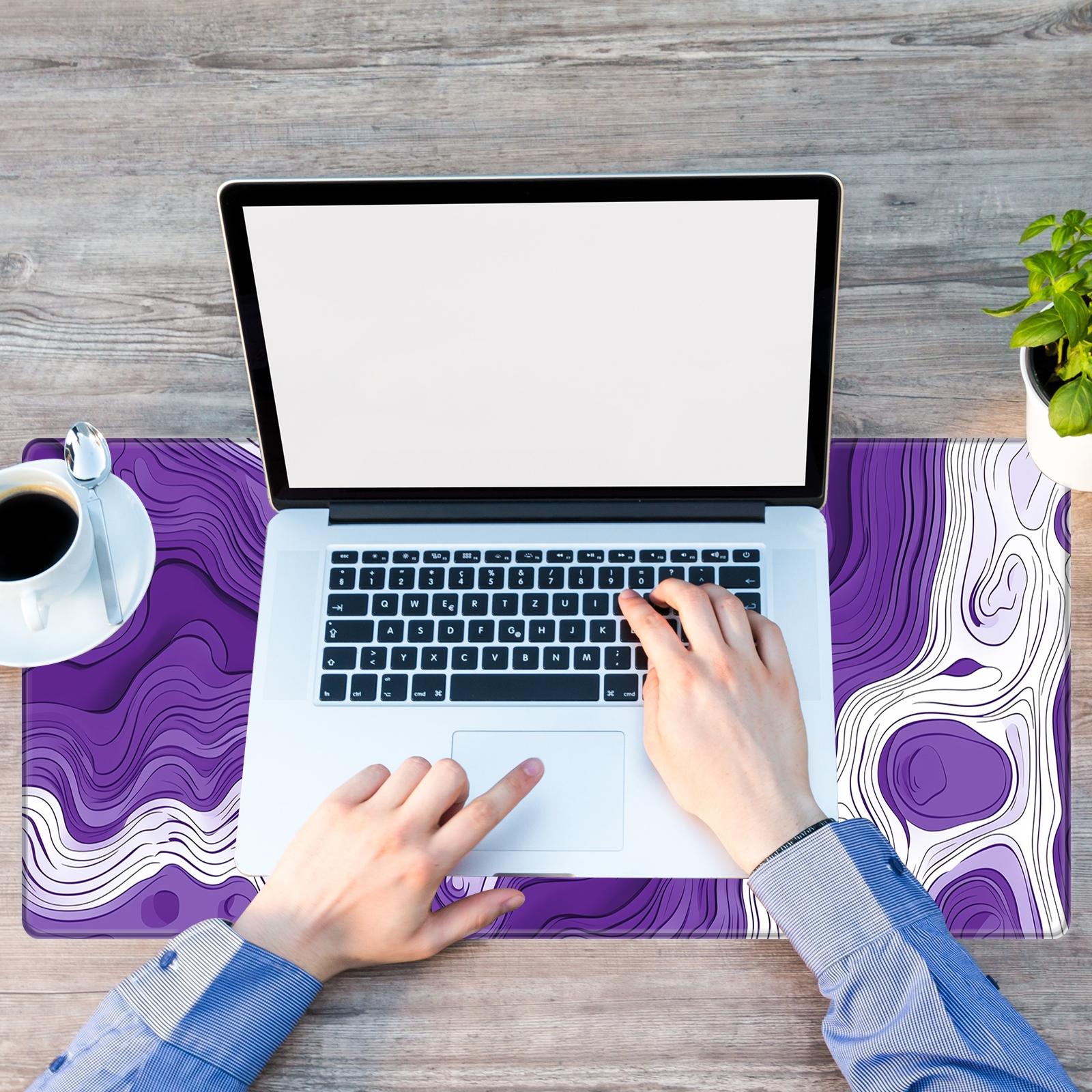 Topographic Map Pattern Mouse Pad, 1 Count Rectangle Gaming Mouse Pad, Office Desk Keyboard Mat with Non-Slip Rubber Base, Stitched Edges for Home Office