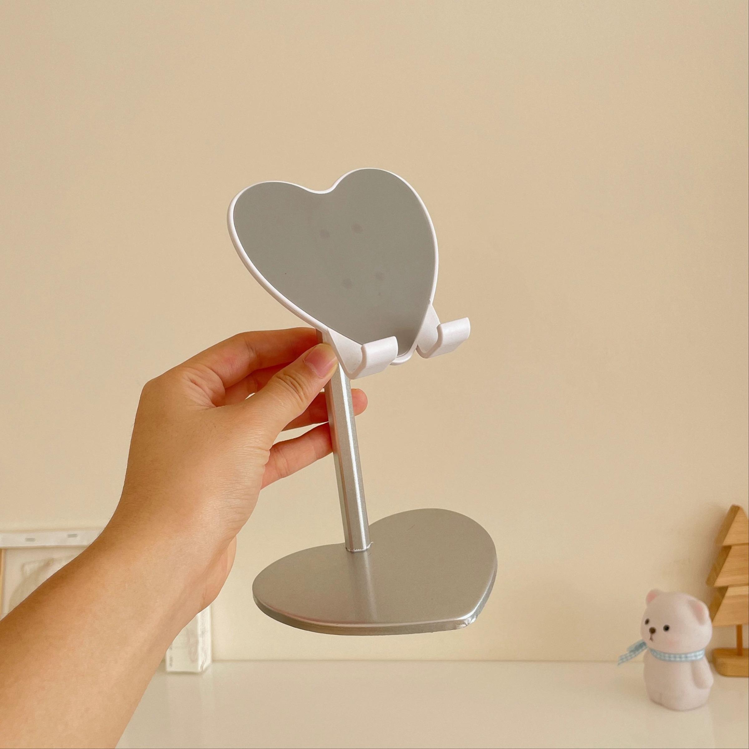 Heart-Shaped Phone Stand Desktop Tablet Holder Adjustable Height Support Stand Portable Phone Holder, Perfect for Watching Movies, Simple and Clean Design, Cell Phone Stand