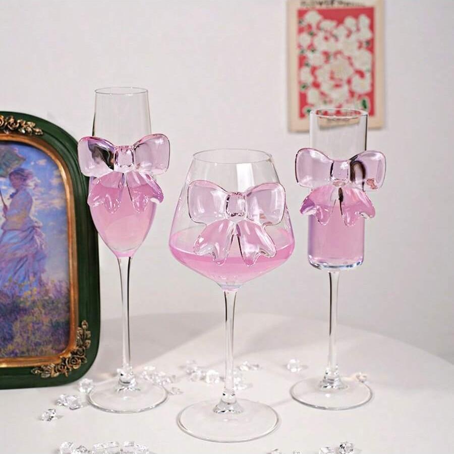 Elegant Large Bowknot Champagne Glass, Cute Butterfly Tall Cup, Ideal for Champagne, Wine, Sparkling Wine, Sweet Wine, Perfect Gift