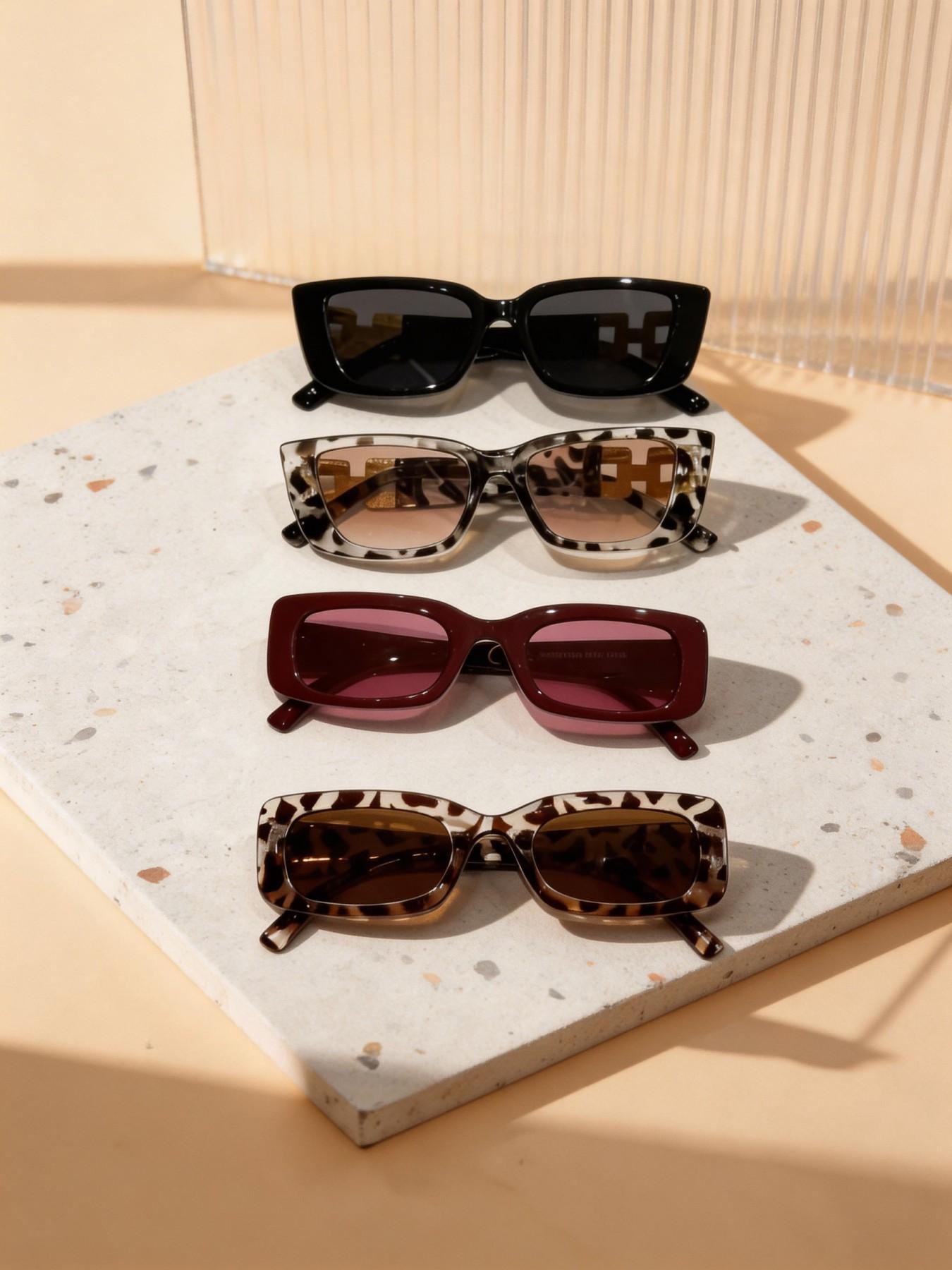 Elegant Women's Small Frame Sunglasses Set, Millennial Style, Perfect for Daily Outing and Vacation, 4 Pairs Included