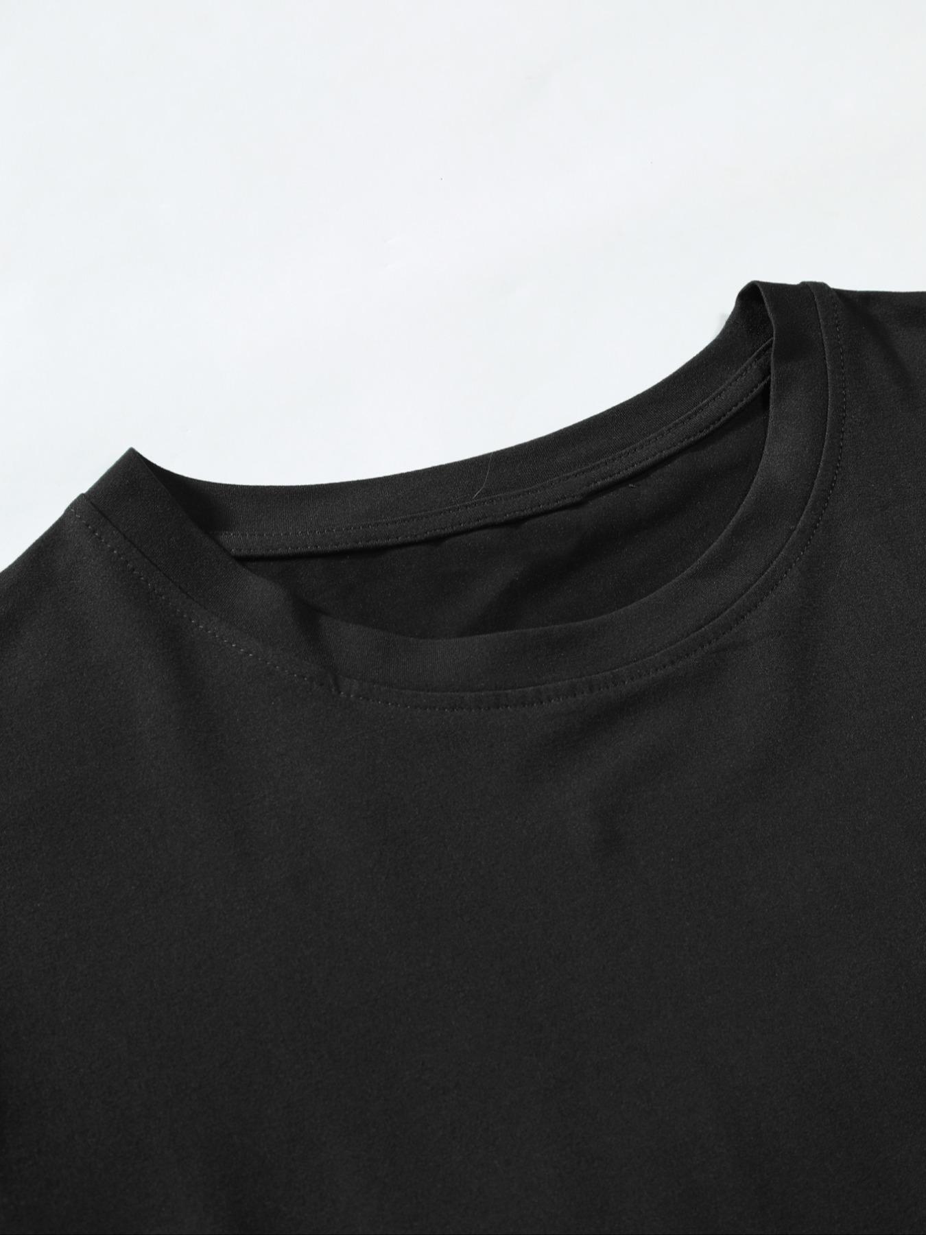 Men's Regular Fit Star & Moon Print Round Neck Tee, Casual Comfy Short Sleeve T-shirt for Daily Wear, Men's Top for All Seasons, Tropical, Casual Style Graphic, Casual Street Fashion