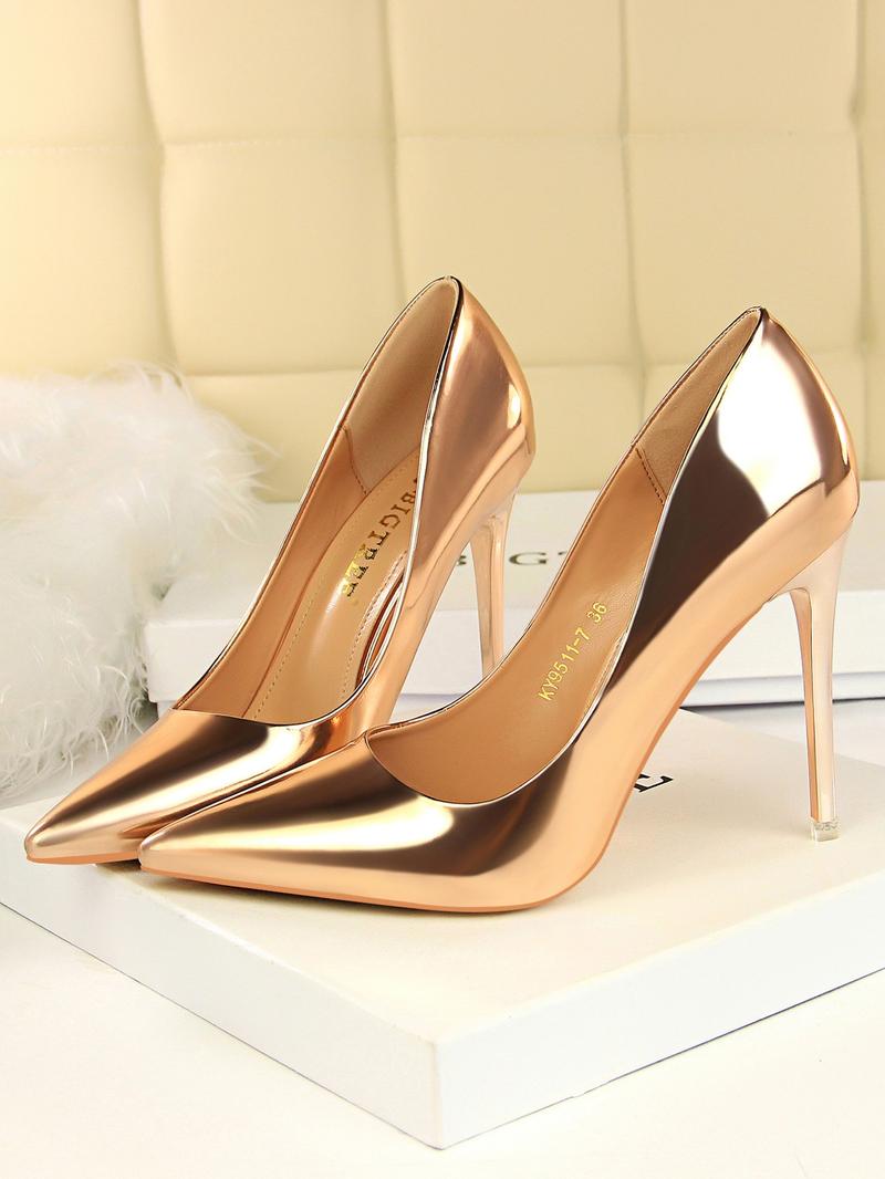 Women's Fashionable Texture Metal Stiletto Heels, Elegant Pointed Toe High Heels for Party, Banquet, Fashion Shoes for Party, Banquet, High Heel Pumps