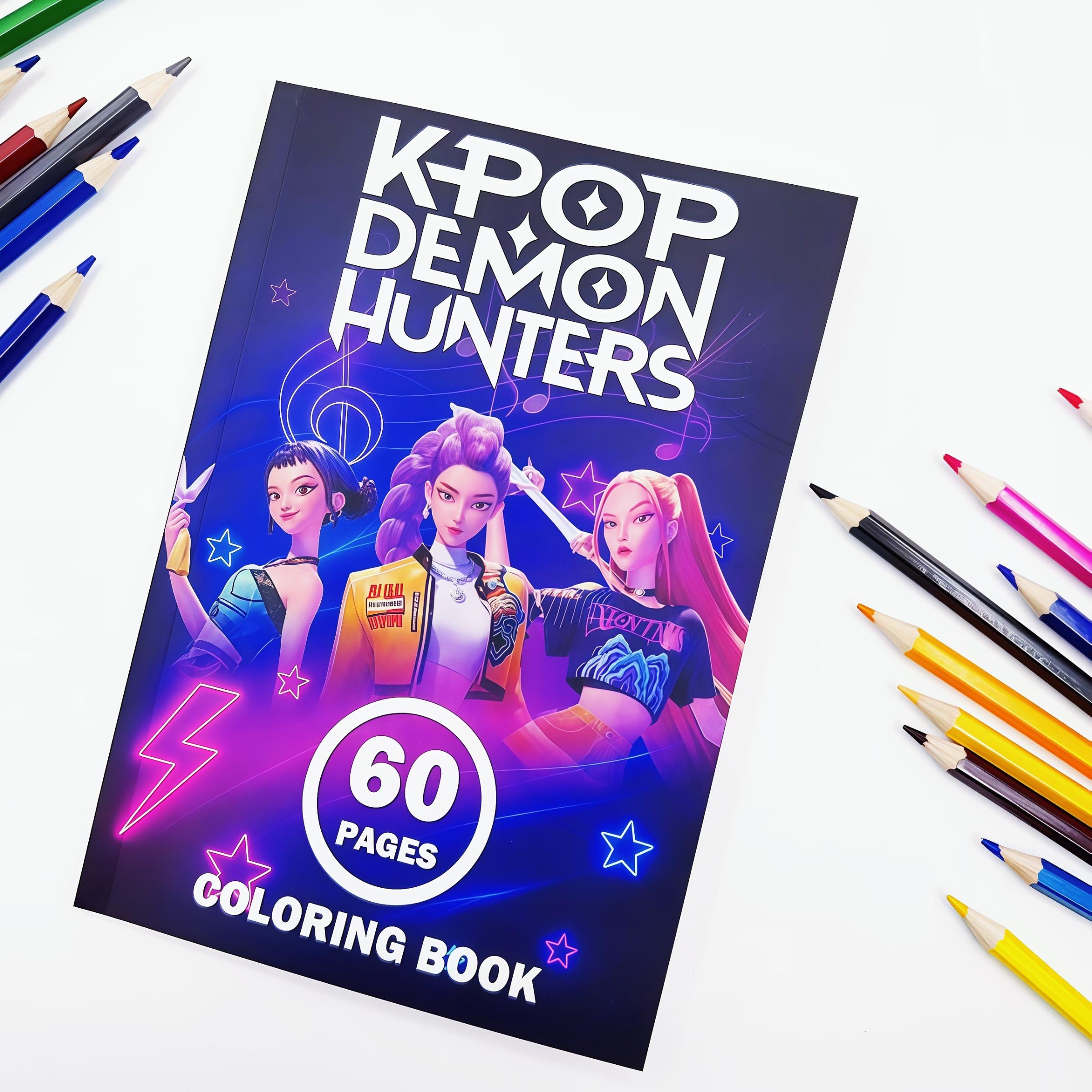 Kpop Devil Hunter Coloring Book, Perfect Gift for Fans, High-Quality Paper, Stress Relief and Creativity, Essential Art Supplies,Demon Hunters Kpop Merch