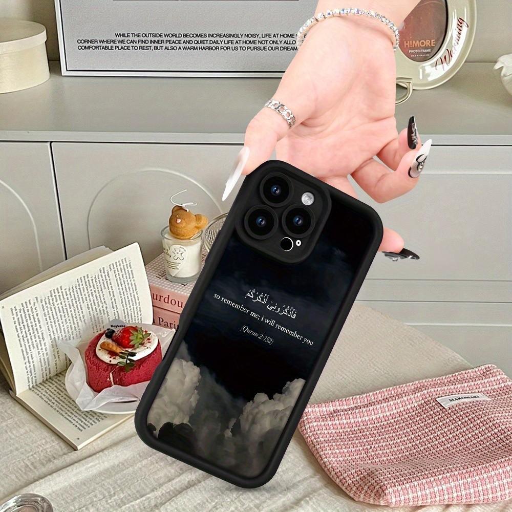 Anti-Drop Soft Case Cover for iPhone Models, Night Sky Letter & Arabic Text Design, Durable Protection for iPhone Series, Stylish Phone Accessory