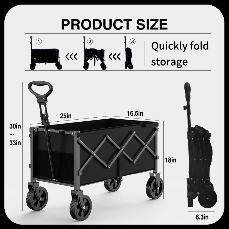 Heavy-Duty Foldable Utility Wagon with 360° Wheels & Adjustable Handle 450LBS Capacity Portable Cart for Groceries Camping Beach Folding Trolley Heavy-Duty Foldable Utility Wagon with 360° Wheels & Adjustable Handle 450LBS Capacity Portable Cart for Groceries Camping Beach Folding Trolley