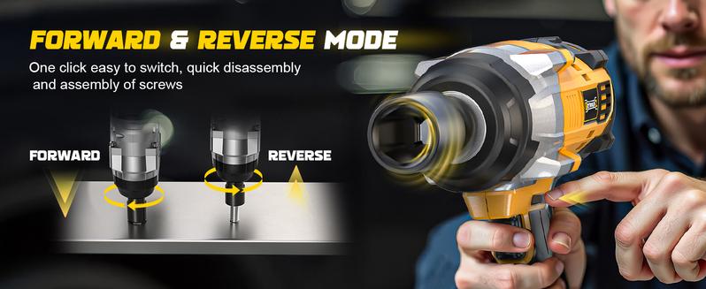 1850Ft-lbs(2500N.m)-3/4"Impact Wrench Compatible with Dewalt 20V Battery(NO Battery!!!), Brushless Impact Gun 4-Speed with Auto-Stop Reverse for Car Cordless