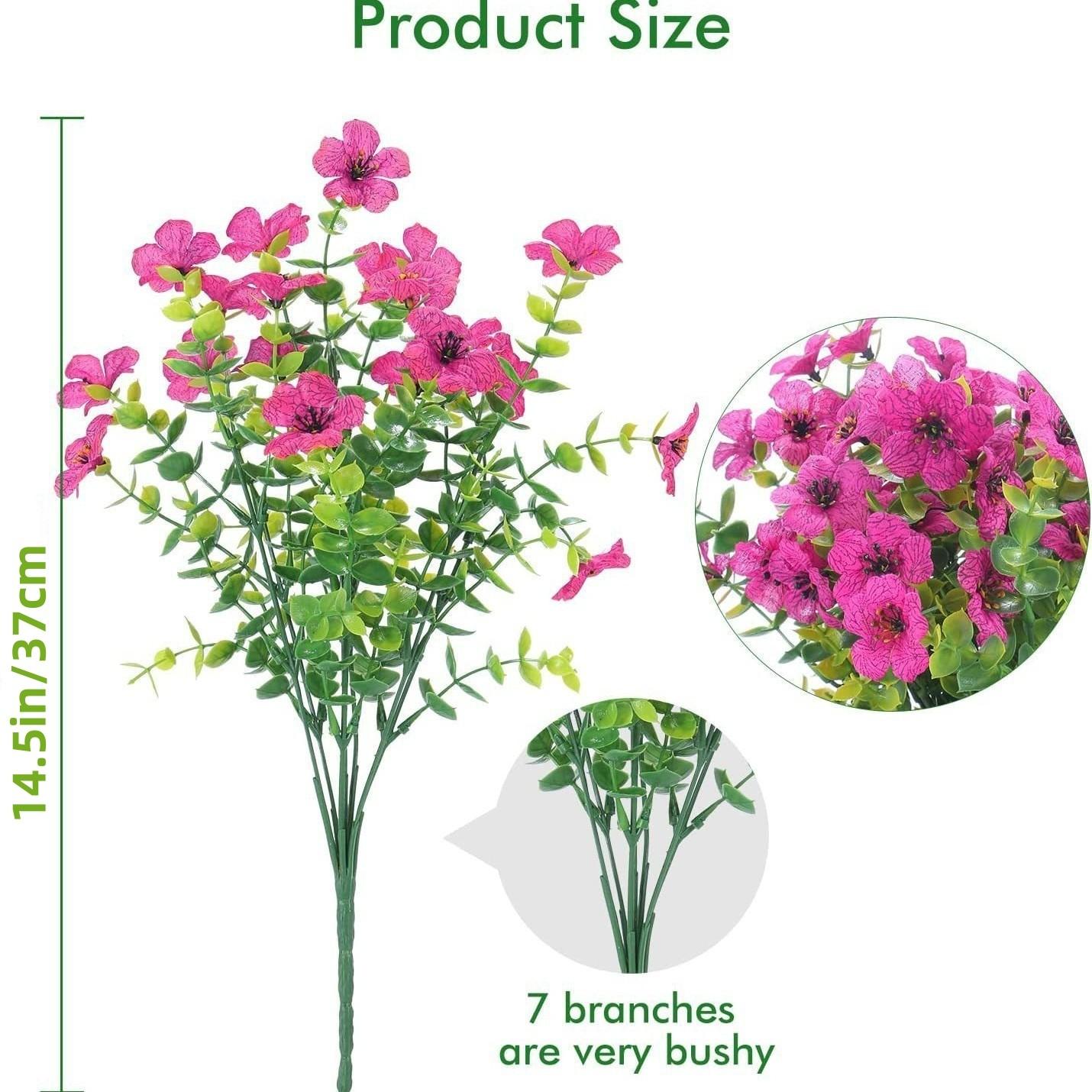 Artificial Flower ( 12/24pcs/set ) ，Mixed Color UV Resistant Fake Flower, Decorative Faux Flower Plant for Home & Garden & Yard，Outdoor Flowers,home decor（without Pot）