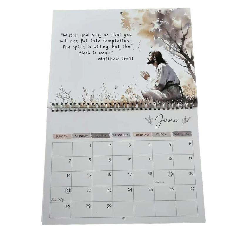 2026 Jesus Faith Calendar, Inspirational Bible Verses & Serene Illustrations, Daily Devotional Guide for Spiritual Growth