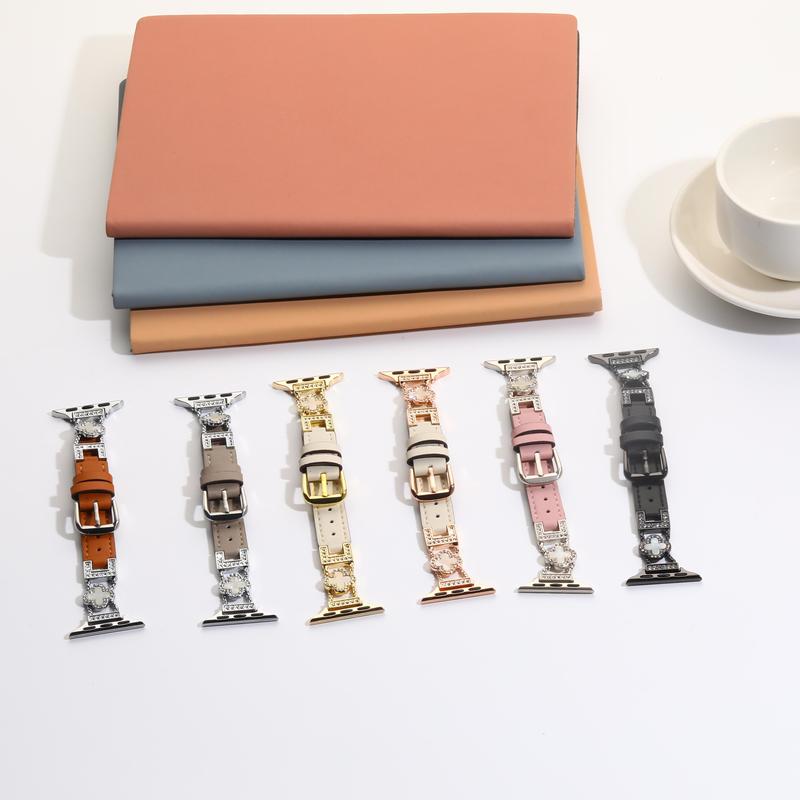 BUREI Leather Clover Strap Elegant Metal Band for iWatch Series 1-11/SE/SE2/Ultra/Ultra2 (38-49mm) - Slim Fashion Design for Women & Men (Watch Not Included)#TikTokShopHolidayHaul BUREI Leather Clover Strap Elegant Metal Band for iWatch Series 1-11/SE/SE2/Ultra/Ultra2 (38-49mm) - Slim Fashion Design for Women & Men (Watch Not Included)#TikTokShopHolidayHaul